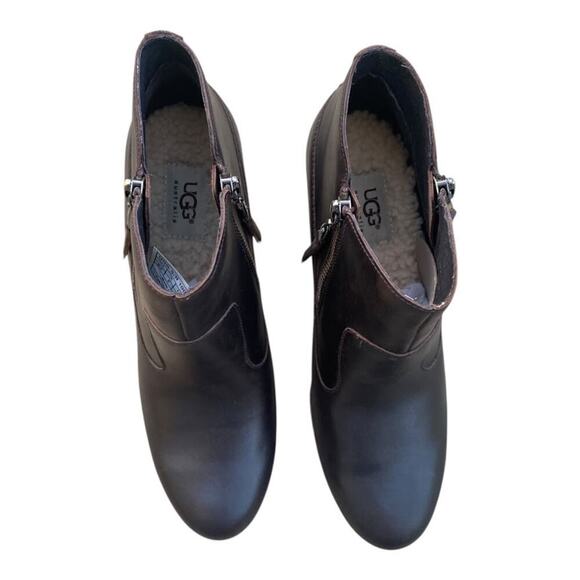 NWOT UGG Meredith Ankle Wedge Boots Brown Leather Womens US 9.5 SN 1009948 - Picture 14 of 16